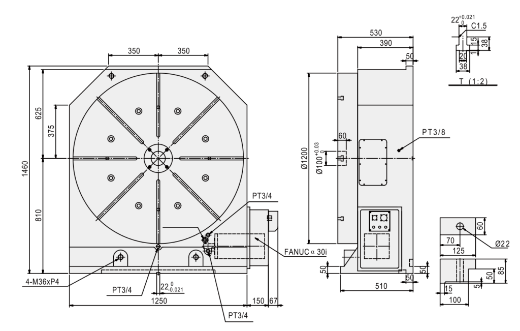 Поворотный стол c ЧПУ GSA CNC-1200HV ø1200мм