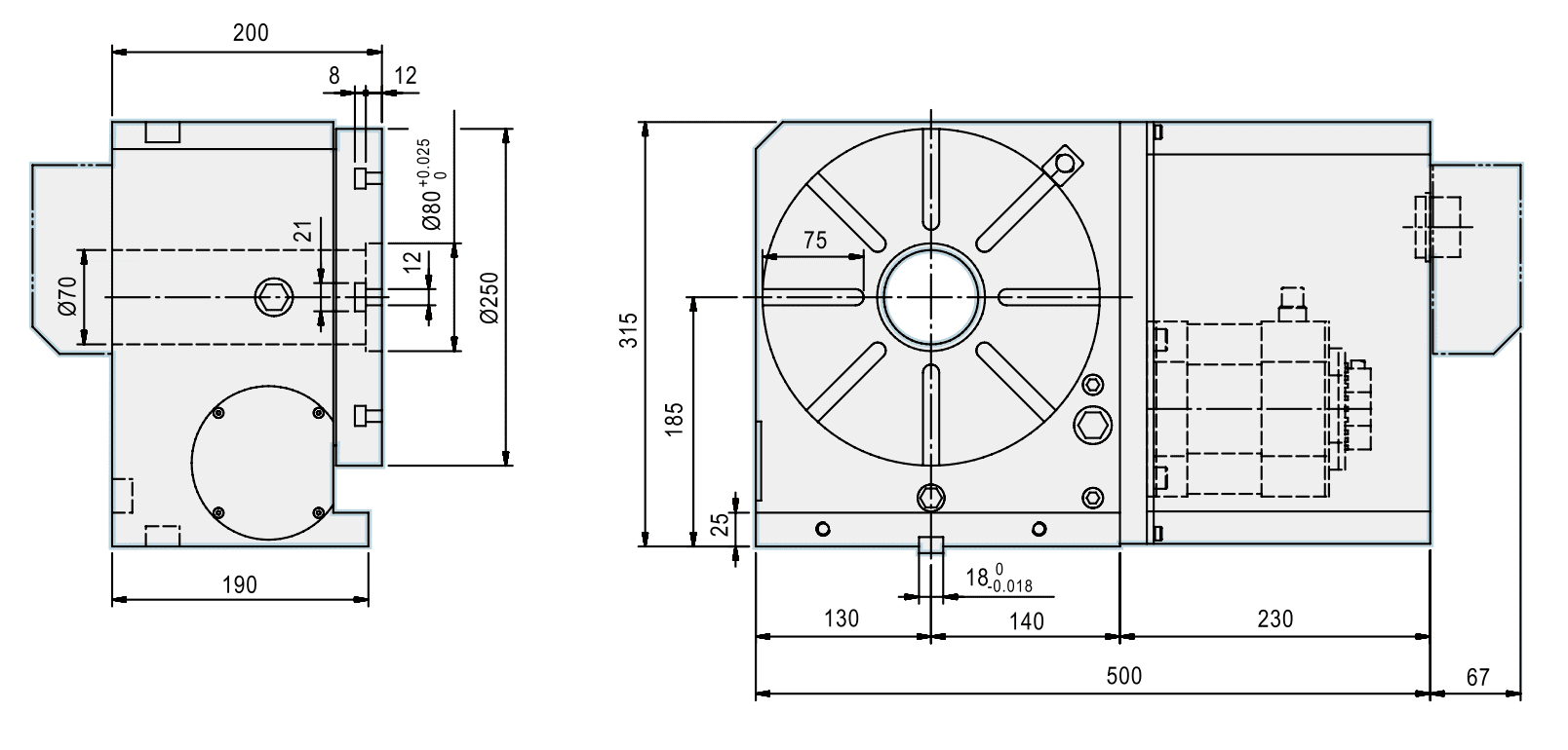 Поворотный стол c ЧПУ GSA CNC-250R ø250мм