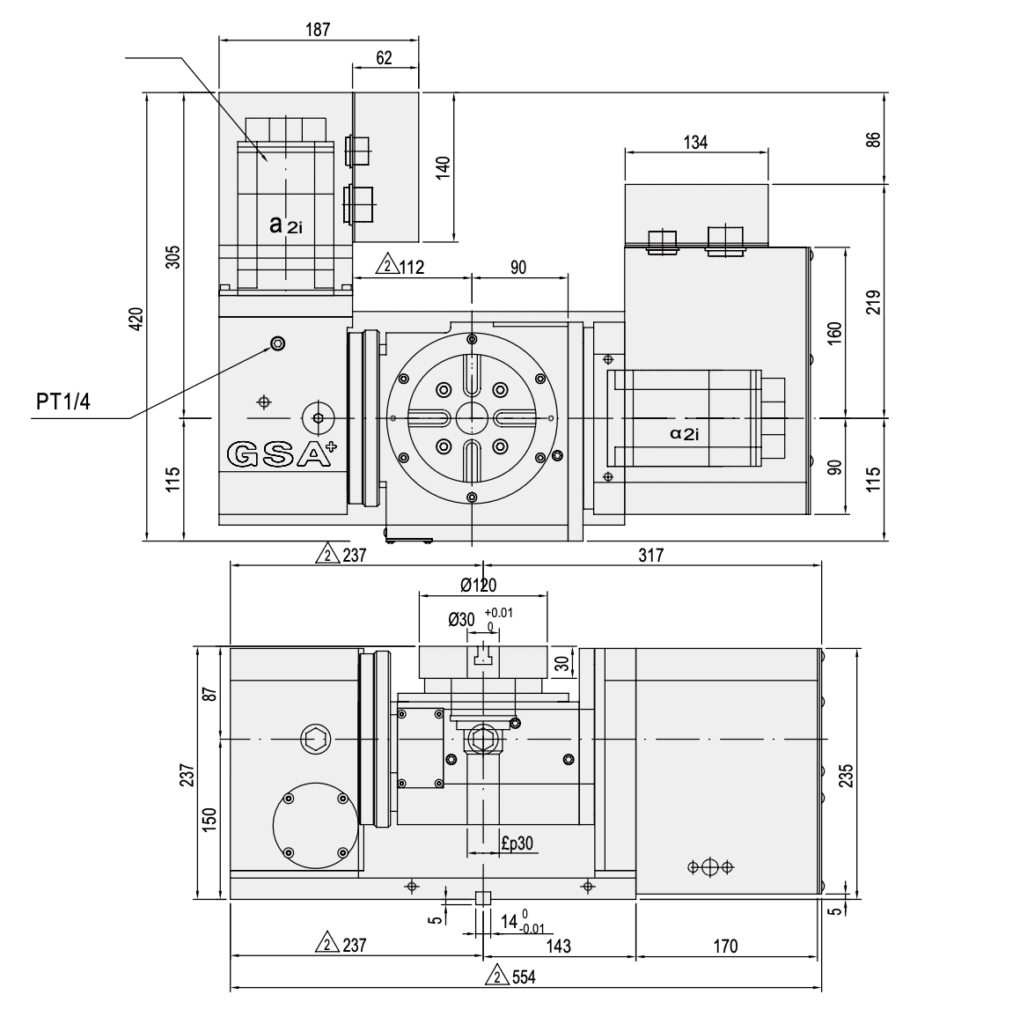 Наклонно - поворотный стол c ЧПУ GSA CNCT-100 ø100мм