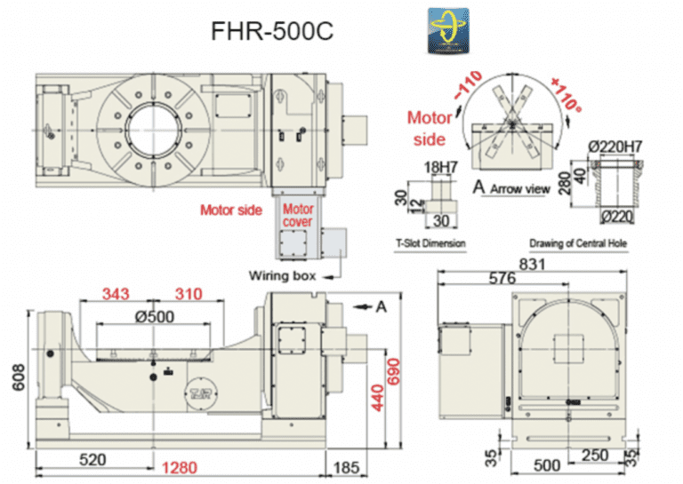 Наклонно-поворотный стол с ЧПУ FHR-500C ø500 мм