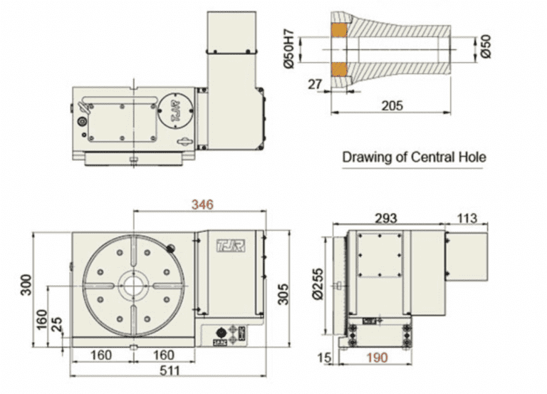 Индексный поворотный стол с ЧПУ TJR HI-255 ø255 мм